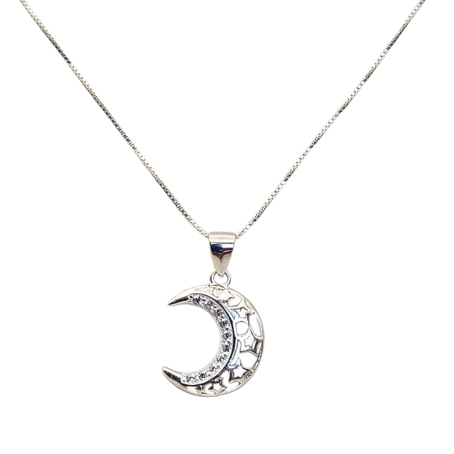COLLAR STAR MOON SILVER PLATA