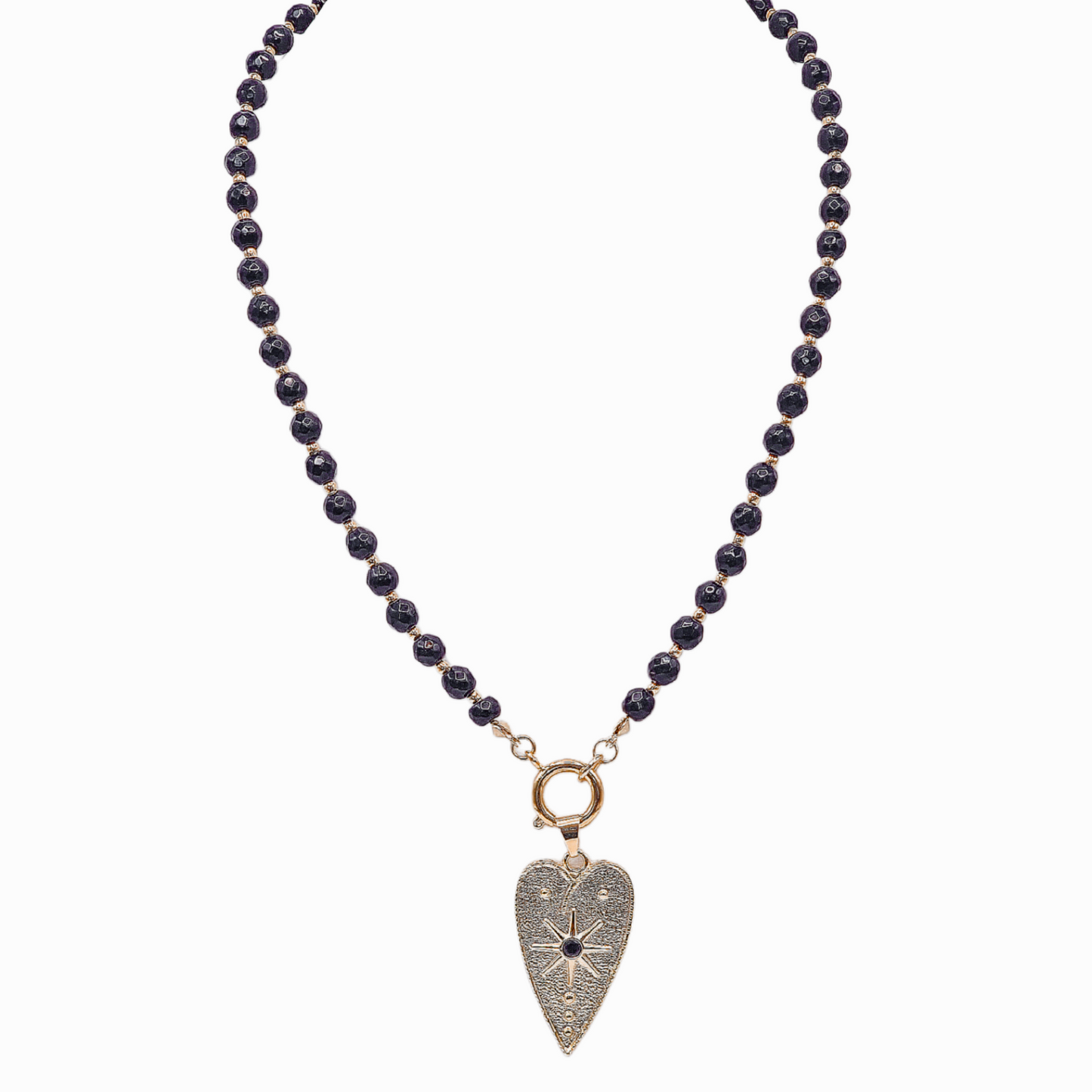 COLLAR HEART ONIX GOLD