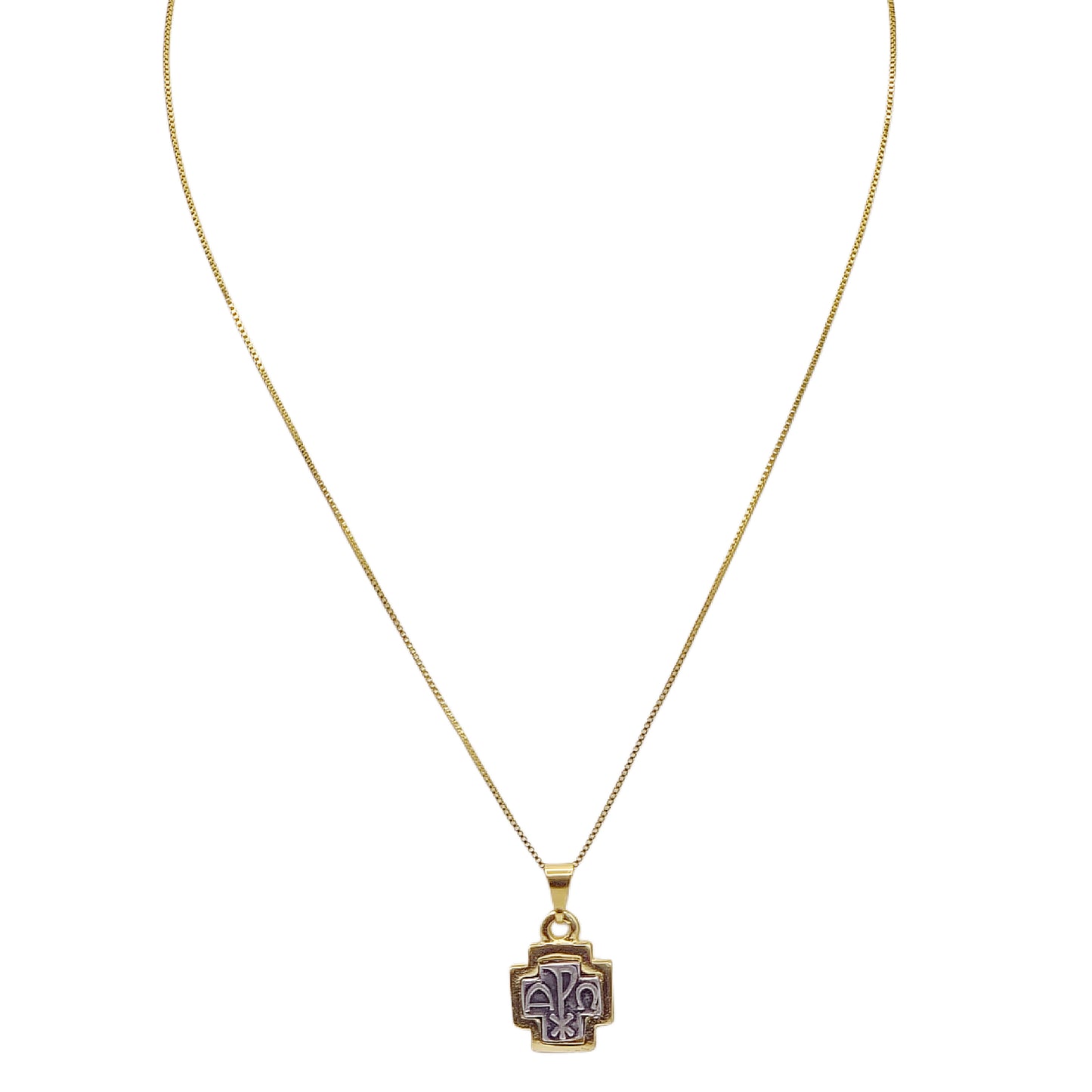 CADENA CRUZ GOLD SILVER
