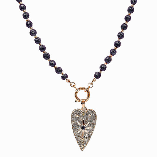 COLLAR HEART ONIX GOLD