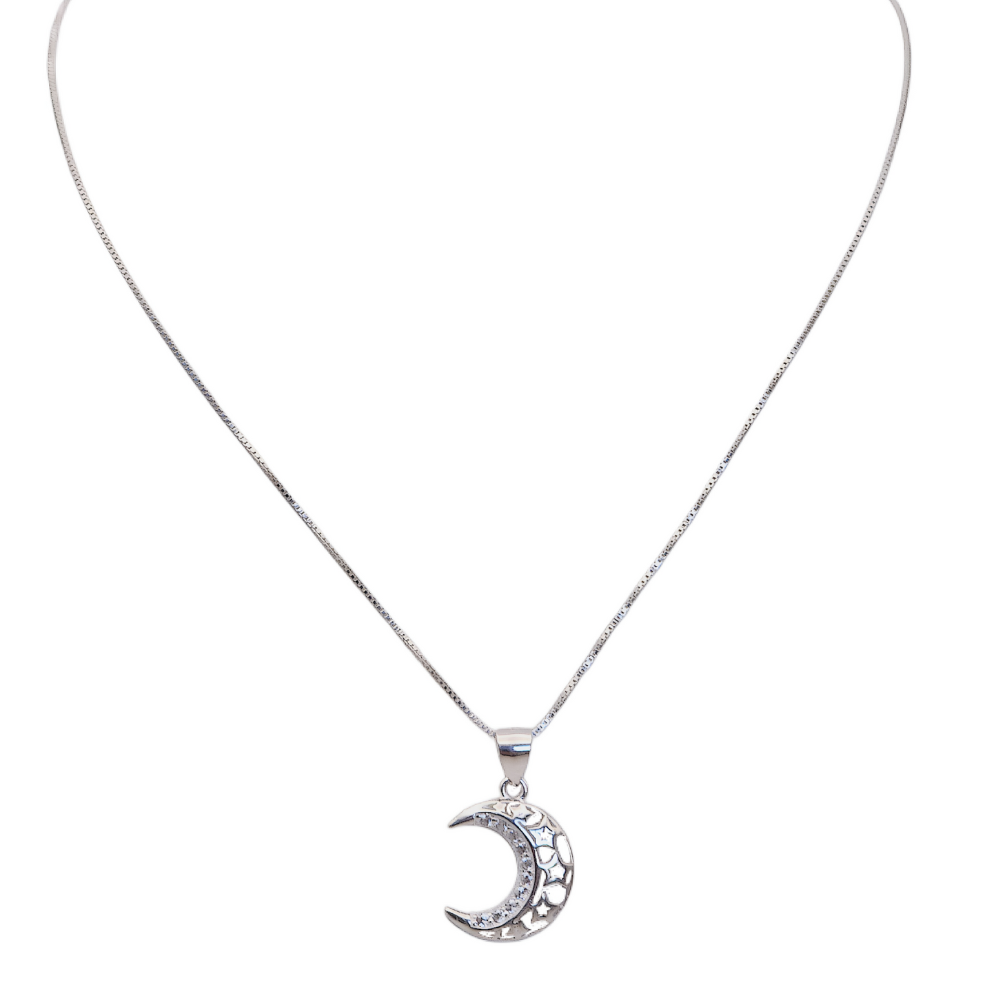 COLLAR STAR MOON SILVER PLATA